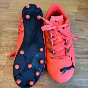 Puma Orange Soccer Cleats 4Y